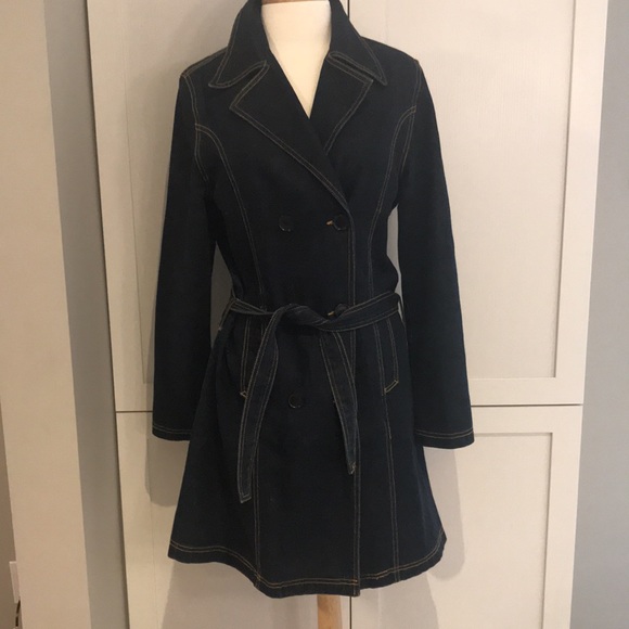 Dark denim trench coat size L - Picture 1 of 12
